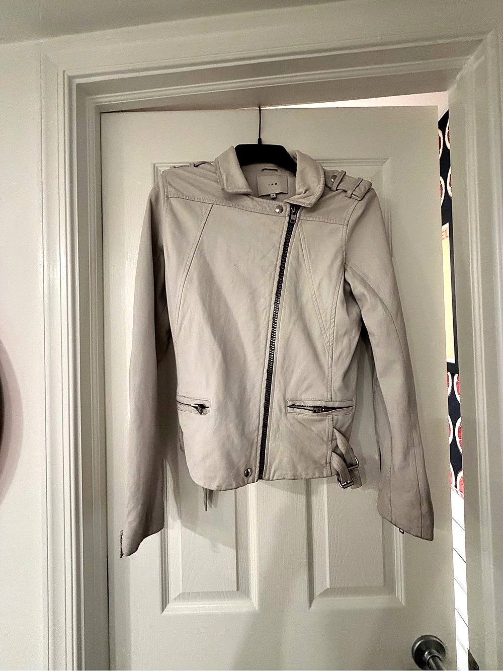 IRO Ashville Leather Jacket White Size 2 (about a size 6)